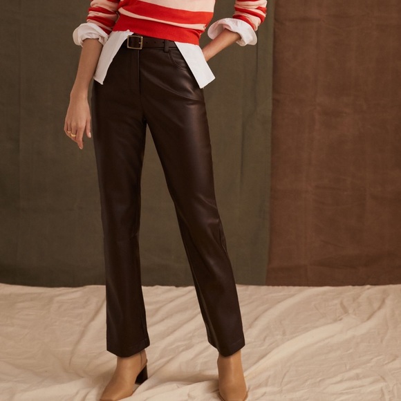 Avec Les Filles NWT for Anthropologie brown Faux Leather Sz XS jeans - Picture 1 of 10